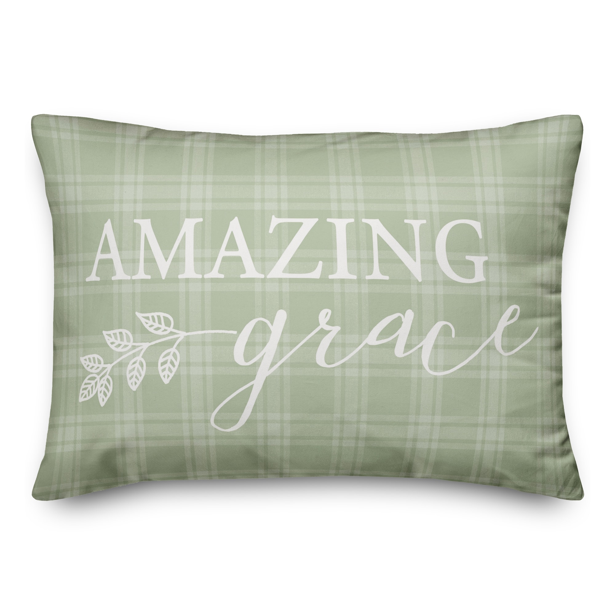 Amazing Grace Green Pillow 14" x 20" Throw Pillow